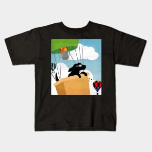 Black Retriever Puppy Hot Air Balloon Festival Kids T-Shirt